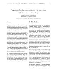 Appears in the Proceedings of the 2001 USENIX Annual Technical Conference (USENIX ’[removed]Pragmatic nonblocking synchronization for real-time systems Michael Hohmuth