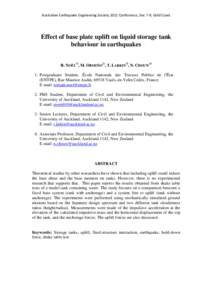 Earthquake engineering / Structural engineering / Storage tanks / Earthquakes / Tank / Accelerometer / Seismic analysis / Civil engineering / Engineering / Construction