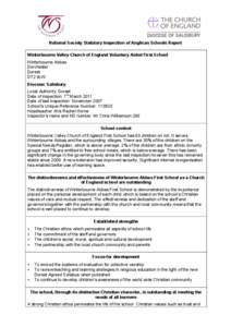 National Society Statutory Inspection of Anglican Schools Report Winterbourne Valley Church of England Voluntary Aided First School Winterbourne Abbas Dorchester Dorset DT2 9LW