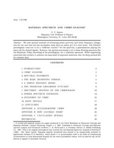 chirp, [removed]BAYESIAN SPECTRUM AND CHIRP ANALYSISy E. T. Jaynes Wayman Crow Professor of Physics Washington University, St. Louis MO 63130