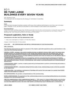 EO 1: RE-TUNE LARGE BUILDINGS EVERY SEVEN YEARS  EO 1: RE-TUNE LARGE BUILDINGS EVERY SEVEN YEARS NYC Building Code