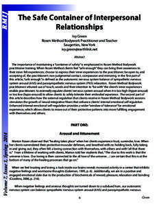 Mind-body interventions / Cognitive neuroscience / Emotions / Empathy / Social psychology / Stress / Affect / Rosen Method Bodywork / Physical therapy / Medicine / Health / Manipulative therapy