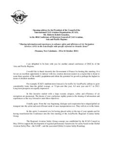 Opening address by the President of the Council of the International Civil Aviation Organization (ICAO), Mr. Roberto Kobeh González, to the 48th Conference of Directors General of Civil Aviation, Asia and Pacific Region