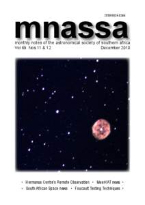 mnassa ISSN[removed]monthly notes of the astronomical society of southern africa Vol 69 Nos 11 & 12 December 2010