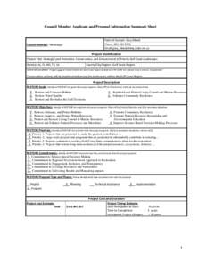 Council Member Applicant and Proposal Information Summary Sheet  Point of Contact: Gary Rikard Phone: [removed]Email: [removed]