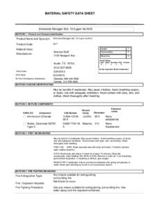 MATERIAL SAFETY DATA SHEET  Ammonia Nitrogen Std[removed]ppm As NH3 SECTION 1 . Product and Company Idenfication  Product Name and Synonym: