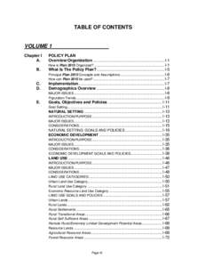 TABLE OF CONTENTS  VOLUME 1 Chapter I A. B.