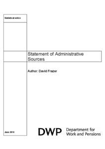 Statistical notice  Statement of Administrative Sources Author: David Frazer