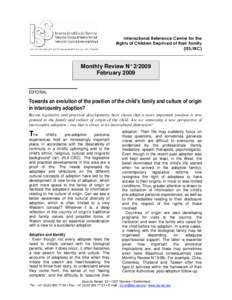 International Reference Centre for the Rights of Children Deprived of their Family (ISS/IRC) Monthly Review N° February 2009