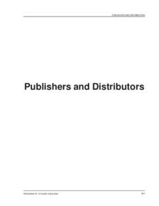 PUBLISHERS AND DISTRIBUTORS  Publishers and Distributors PROGRAM OF STUDIES[removed]