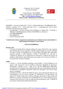 Comune di Cefalù Provincia di Palermo Codice Fiscale n[removed]Sede: Corso Ruggiero[removed]Cefalù http: // www.comune.cefalu.pa.it Settore LL.PP. e Pianificazione Urbanistica