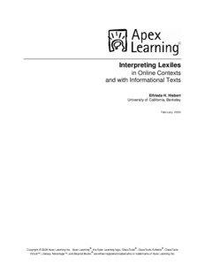 Interpreting Lexiles in Online Contexts and with Informational Texts