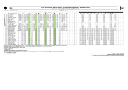 BUS  241 Pirna - Königstein - Bad Schandau - Lichtenhainer Wasserfall - Hinterhermsdorf Diese Linie ist landschaftlich besonders empfehlenswert