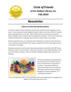 Circle of Friends of the Gulfport Library, Inc. Fall, 2014  Newsletter
