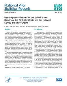 National Vital Statistics Reports Volume 64, Number 3 April 16, 2015