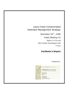 Lyons Creek Contaminated Sediment Management Strategy November 25th , 2008 Public Meeting #2 Station # 6 Fire Hall 8061 Schisler Road,Niagara Falls