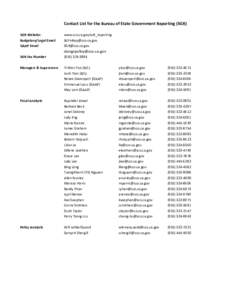 Contact List for the Burean of State Government Reporting