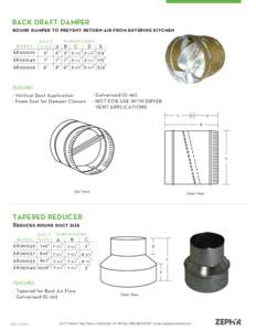 BACK DRAFT DAMPER round damper to prevent return-air from entering kitchen MODEL AK00029 AK00049