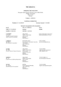 NICARAGUA ADHERING ORGANIZATION Nicaraguan Aquatic Resources Research Center (CIRA/UNAN) ENITEL Villa Fontana 400 m al norte Managua