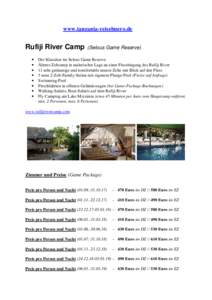 www.tanzania-reisebuero.de  Rufiji River Camp • • •