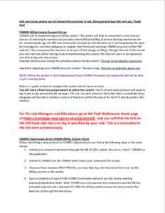 Link correction, please see the below link correction in red. Disregard previous link sent out. Thank  you!  CAMRIS Billing System Account Set‐up  CAMRIS will be implementing new billing sys