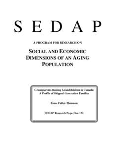 S E D A P A PROGRAM FOR RESEARCH ON SOCIAL AND ECONOMIC DIMENSIONS OF AN AGING POPULATION