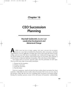 Corporate governance / Sociology / CEO succession / Reputation / Chief executive officer / Marshall Goldsmith / Stakeholder / Succession planning / Leadership / Management / Human resource management / Business