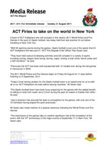 Microsoft Word[removed]Media Release - ACT Firies to take on the world in New York.doc