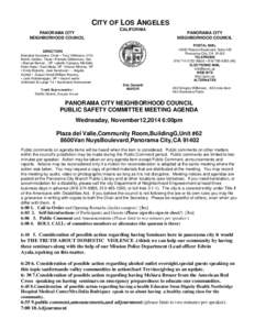 CITY OF LOS ANGELES PANORAMA CITY NEIGHBORHOOD COUNCIL DIRECTORS Dianabel Gonzalez, Chair • Tony Wilkinson, VCh Martin Geisler, Treas • Pamela Gibberman, Sec