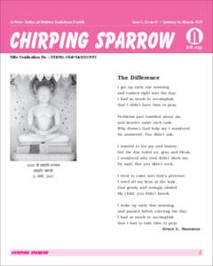 A News Letter of Maitree Jankalyan Samiti  Year-2, Issue-II • January to March, 2007 Chirping Sparrow