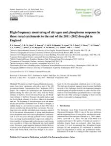 Hydrol. Earth Syst. Sci., 18, 3429–3448, 2014 www.hydrol-earth-syst-sci.netdoi:hess © Author(sCC Attribution 3.0 License.  High-frequency monitoring of nitrogen and phosphor