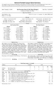 National Football League Game Summary NFL Copyright © 2005 by The National Football League. All rights reserved. This summary and play-by-play is for the express purpose of assisting media in their coverage of the game; any other use of this material is prohibited without the written permission of the National Football League.