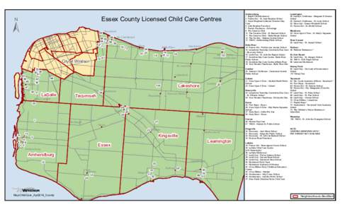 Essex County Licensed Child Care Centres Tecumseh 69 !( 7