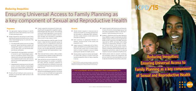 1  Reducing Inequities: Ensuring Universal Access to Family Planning as a key component of Sexual and Reproductive Health