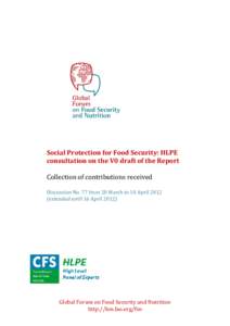 GLOBAL FORUM ON FOOD SECURITY AND NUTRITION