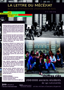 LA LETTRE DU MÉCÉNAT de la Cité internationale universitaire de Paris CAMPAGNE N° 10 – Mars 2014