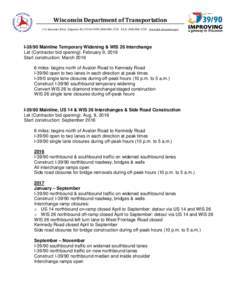 IExpansion Project, handout - Business meeting - Construction Schedule for I-39/90, US 14 interchange and WIS 26 interchange, Oct. 9, 2014