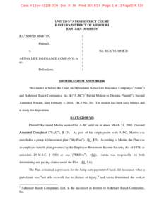 Case: 4:13-cv[removed]JCH Doc. #: 56 Filed: [removed]Page: 1 of 13 PageID #: 510  UNITED STATES DISTRICT COURT EASTERN DISTRICT OF MISSOURI EASTERN DIVISION RAYMOND MARTIN,