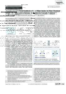 Organic chemistry / Organocatalysis / Nucleophilic conjugate addition / Diels–Alder reaction / Substitution reactions / Total synthesis / Chemistry / Organic reactions / Catalysis