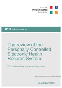 APHA submission to  The review of the Personally Controlled Electronic Health Records System: