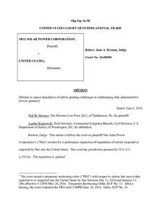 Slip Op. - UNITED STATES COURT OF INTERNATIONAL TRADE NEO SOLAR POWER CORPORATION, Plaintiff, Before: Jane A. Restani, Judge v.