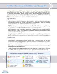 Fact Sheet: Investment of RGGI Proceeds Through 2013 The Regional Greenhouse Gas Initiative (RGGI) is the nation’s first mandatory GHG pollution reduction program for power sector CO2 emissions. The RGGI states issue C