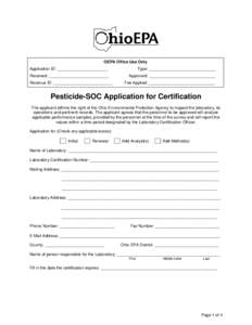 OEPA Office Use Only Application ID: ______________________ Type: _____________________________  Received: __________________________