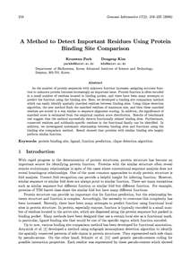 216  Genome Informatics 17(2): 216{A Method to Detect Important Residues Using Protein Binding Site Comparison