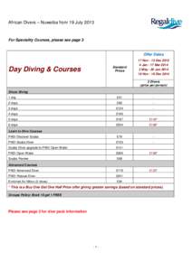 African Divers – Nuweiba from 19 July[removed]For Speciality Courses, please see page 3 Offer Dates