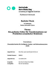 Fachbereich Informatik  Bachelor-Thesis im Studiengang Business Information Systems