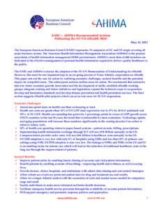 EABC + AHIMA Recommended Actions Following the EU-US eHealth MOU May 13, 2011 The European-American Business Council (EABC) represents 74 companies of EU and US origin covering all major business sectors. The American He
