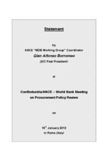 Statement  by ANCE “MDB  Working  Group”  Coordinator  Gian Alfonso Borromeo