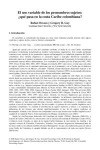 El uso variable de los pronombres sujetos: ¿qué pasa en la costa Caribe colombiana?