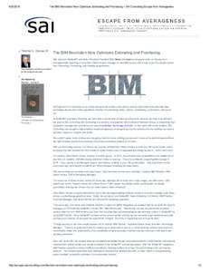 The BIM Revolution Now Optimizes Estimating and Purchasing » SAI Consulting Escape from Averageness Fletcher L. Groves III